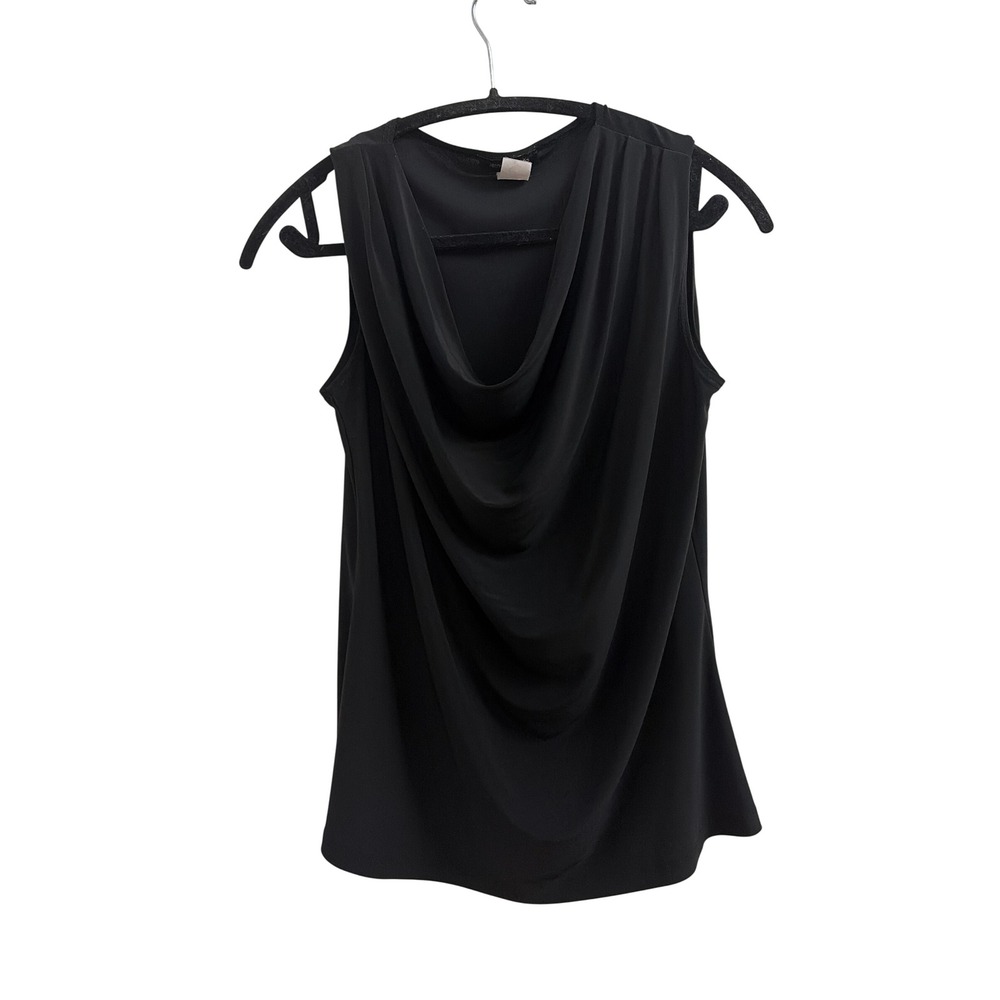 Cowl Neck Top Vintage Y2K Jennie & Marlis Womens Large Black Sleeveless Stretch